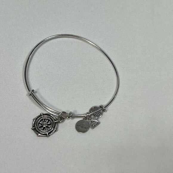 Alex and Ani silver Take the Wheel Charm Bangle Bracelet - Picture 4 of 5